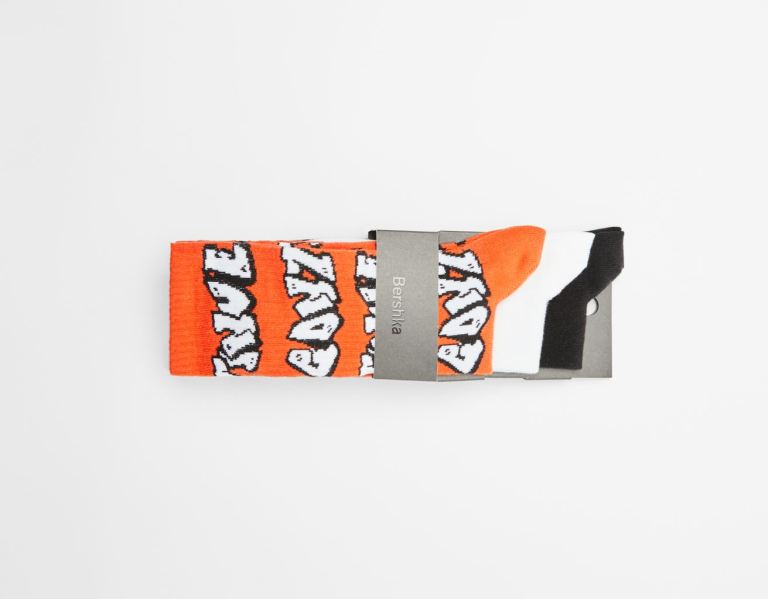 Bershka Set Of 3 Graffiti Socken Herren Orange | 2KbGS9YZN0R