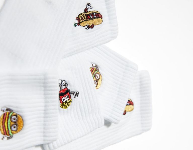 Bershka Set Of 3 Of Funny Lebensmittel Socken Herren Weiß | 9e81kiTVz4A