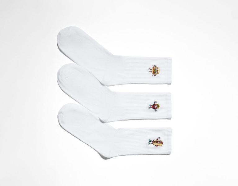 Bershka Set Of 3 Of Funny Lebensmittel Socken Herren Weiß | 9e81kiTVz4A