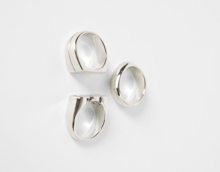 Bershka Set Of 3 Rings Schmuck Herren Silber | bSShgFWELXV