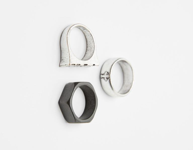 Bershka Set Of 3 Rings Schmuck Herren Silber | qdFpDfVWkvR