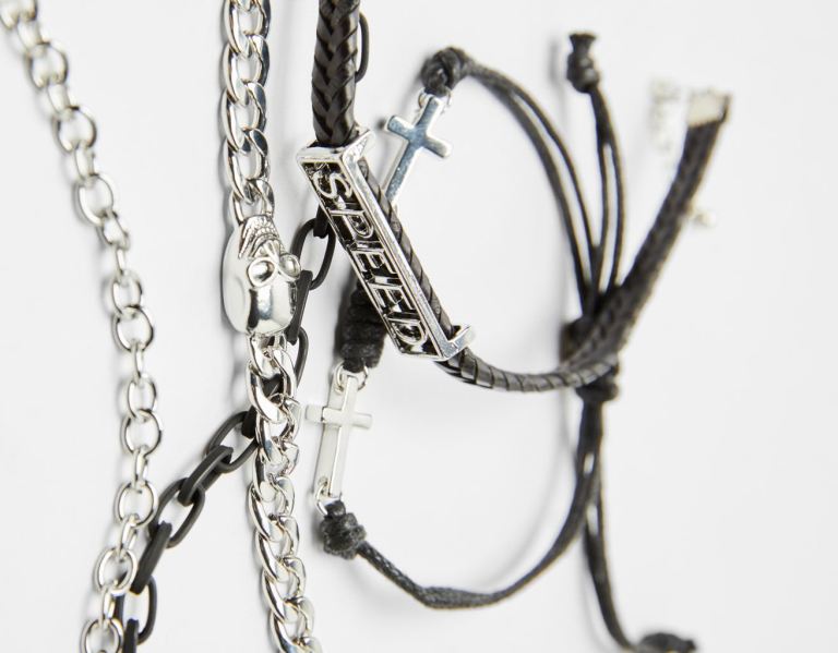 Bershka Set Of 5 Cross Bracelets Schmuck Herren Schwarz | SPLK55YP9wY