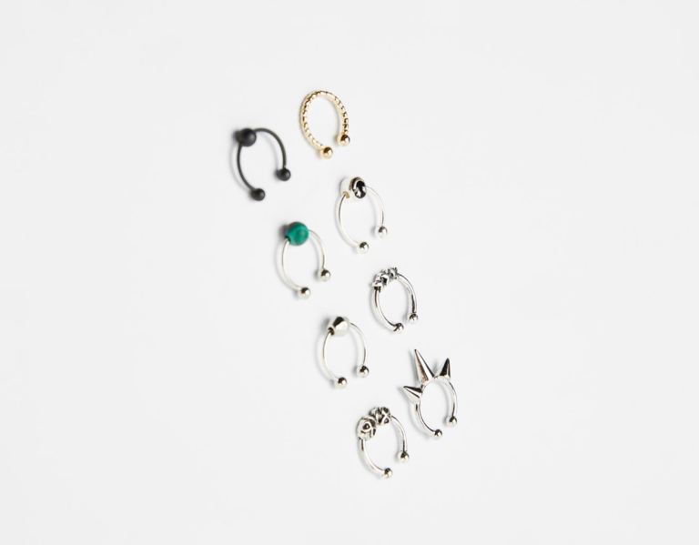 Bershka Set Of 8 Pairs Of Septum Rings Schmuck Herren Silber | CIov0OyY4lg