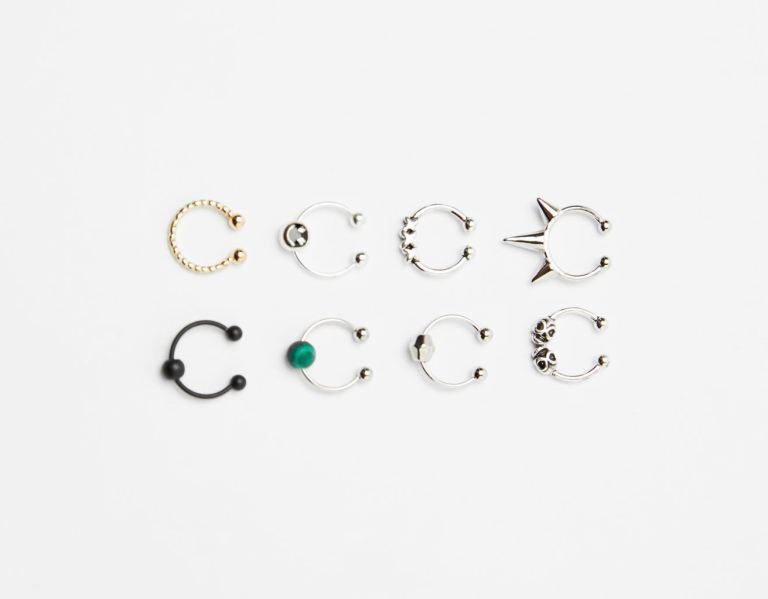 Bershka Set Of 8 Pairs Of Septum Rings Schmuck Herren Silber | CIov0OyY4lg