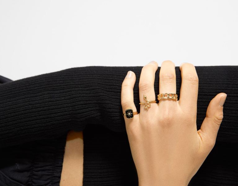 Bershka Set Of 8 Snake Rings Schmuck Damen Gold | IjNjOoJtXAK