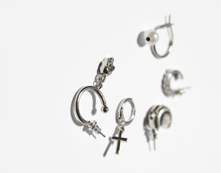 Bershka Set Of 9 Cross Earrings Schmuck Herren Silber | PGNKHWUepBe