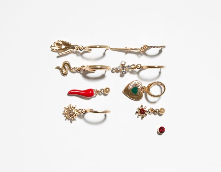 Bershka Set Of 9 Ear Cuff Earrings Schmuck Damen Gold | uFLxNfy0bfV