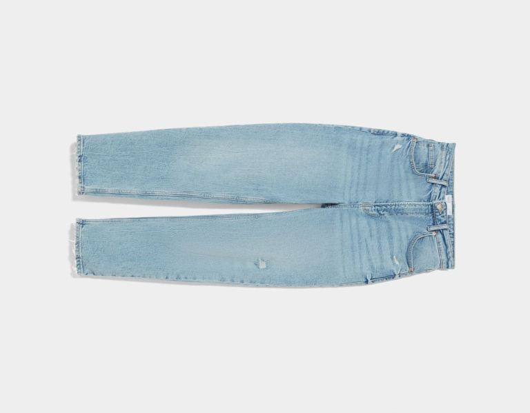 Bershka Slim Kompfort Fit Mom Jeans Damen Hellblau | KQCmy5E3iiZ