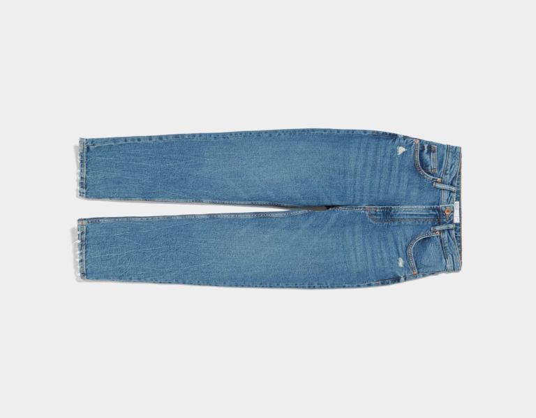 Bershka Slim Kompfort Fit Mom Jeans Damen Blau | WmdHAFRXqHj