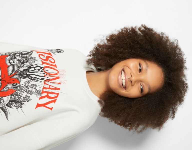 Bershka Slogan Print Sweatshirts Damen Weiß | yarKhwFkdJI