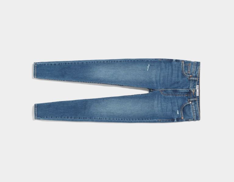 Bershka Super High-rise Jeans Damen Blau | 1LF9azhyNuU