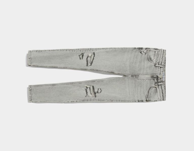 Bershka Super Schlank Ripped Jeans Herren Grau | KmcIkKDv7NK