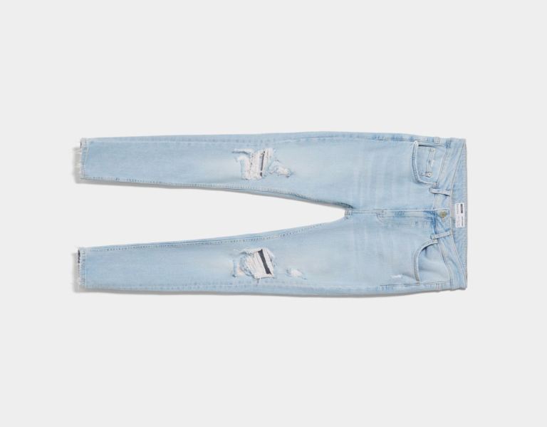 Bershka Super Schlank Ripped Jeans Herren Hellblau | Vmfl1Wrhi4m