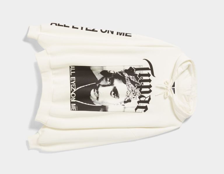 Bershka Tupac Print Hoodie Damen Weiß | V7gUMXggH5I