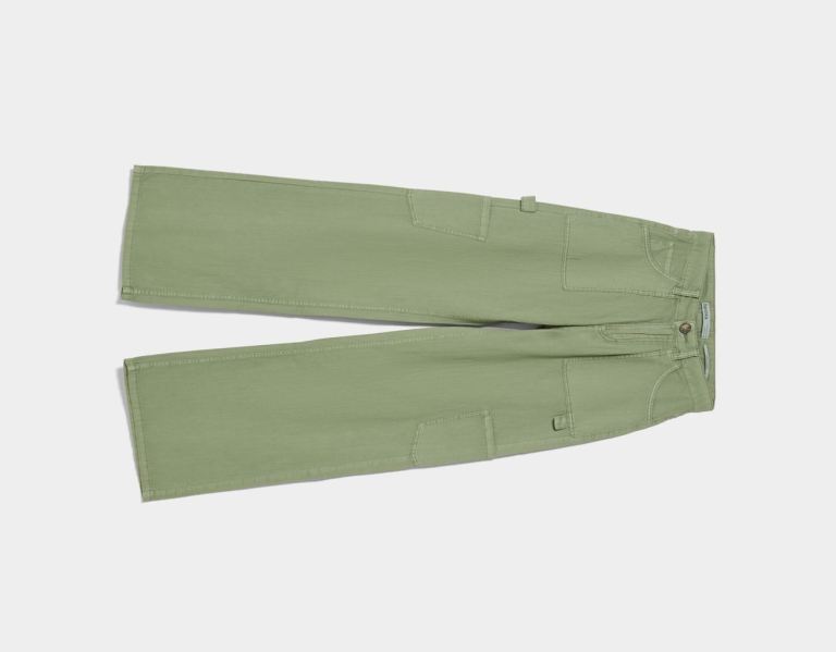 Bershka Twill Cargo Hose Damen Khaki | lZFbFEcpHOj