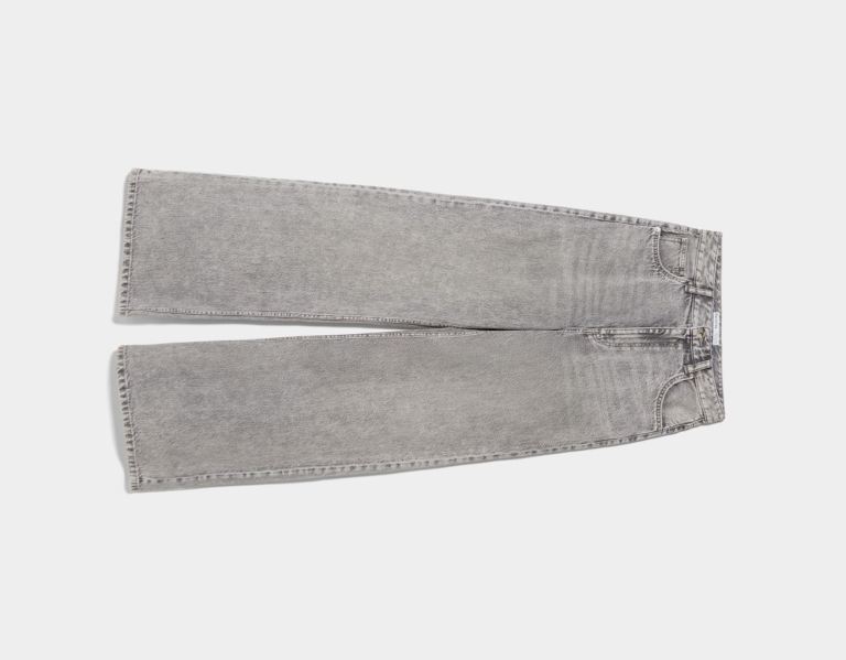 Bershka Weite-leg Jeans Damen Grau | gEaYLGFpY1W