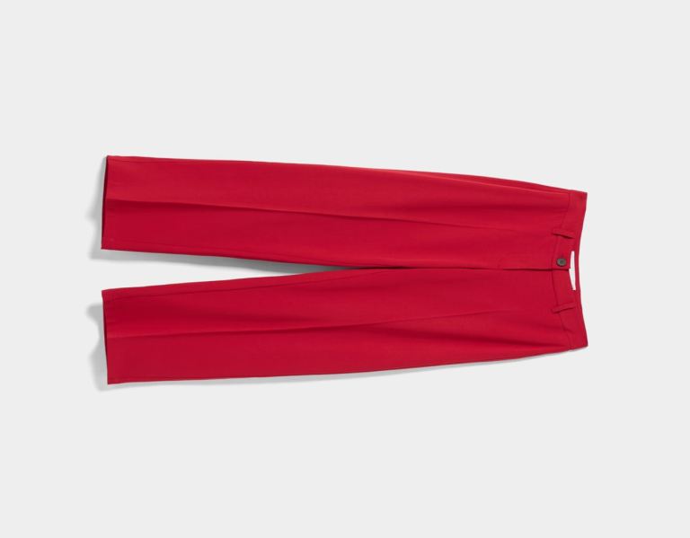 Bershka Weite-leg Pants With Belt Loops Anzüge Damen Rot | LNdpSxooieo