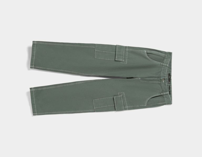 Bershka Weite-leg Pants With Contrasting Stitching Cargo Herren Blau | cjf88s7yL9K