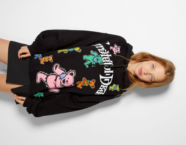 Bershka With Grateful Dead Print Hoodie Damen Schwarz | 1nWadiP4Vzm