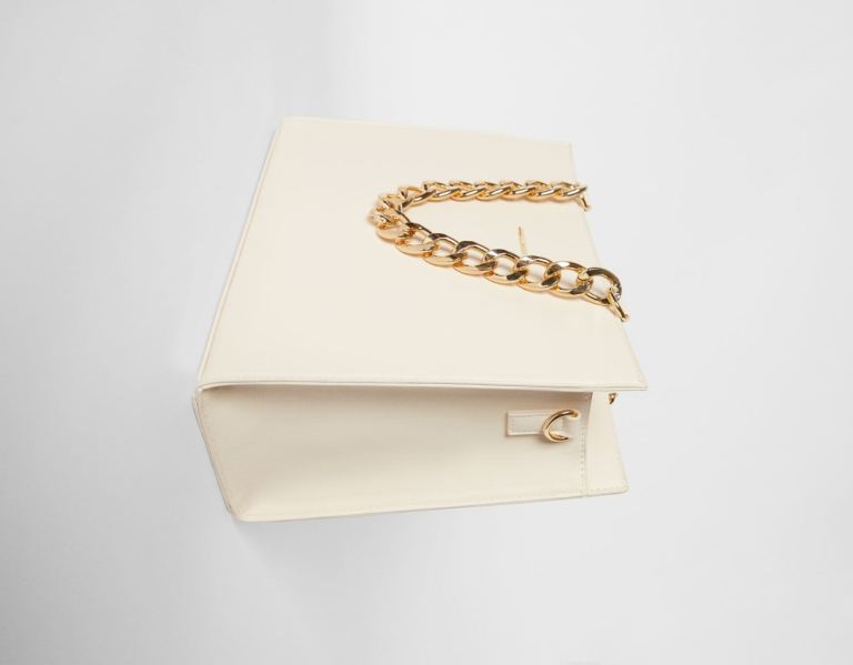 Bershka With Thick Chain Tasche Damen Beige | g77L7I43LFm