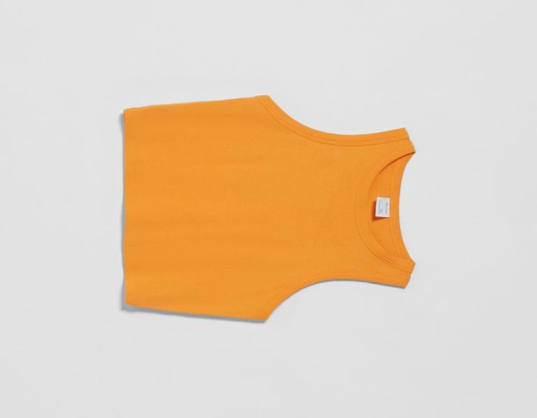 Bershka Ärmellose Gerippt Oberteile Damen Orange | Sih9xA5Xe4e