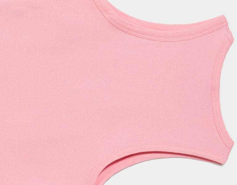 Bershka Ärmellose Gerippt Top T-shirts Damen Rosa | PR6aug0icmc