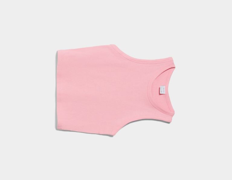 Bershka Ärmellose Gerippt Top T-shirts Damen Rosa | PR6aug0icmc