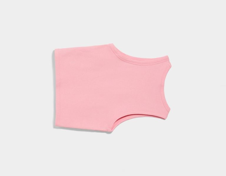 Bershka Ärmellose Gerippt Top T-shirts Damen Rosa | PR6aug0icmc